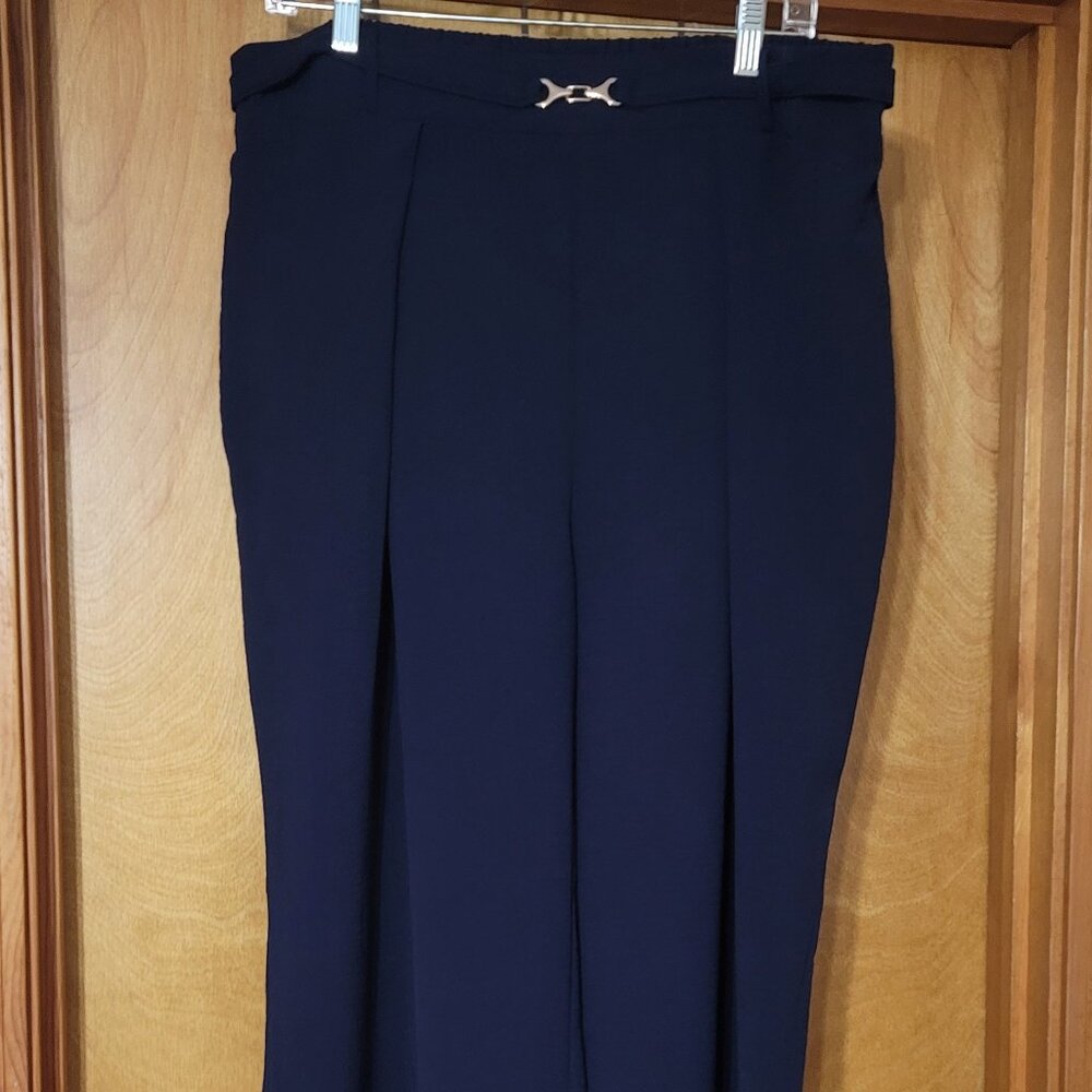 Carol Wren Navy Blue Polyester Pants